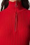 Women's Red Zipper High Collar Ribbed Knitwear Blouse BV00093 - 8