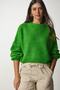 Women's Light Green Balloon Sleeve Basic Knitwear Sweatshirt BV00098 - 5