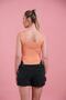 Women's Salmon Square Collar Jewelled Tasseled Waist Detailed Summer Strap Crop - 8