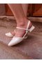 Women's Pearl Off-White 3.5 cm Heeled Pearled Ballerina Evening Dress Bridal Shoes - 3