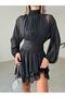 Women's Black Backless Chiffon Mini Evening Dress, Graduation Dress, Prom, Evening Dress - 3