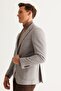 Men's Gray Slim Fit Slim Fit Swallow Collar Patterned Jacket - 4