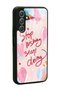Glossy Phone Case for Samsung A24 Pink Motto Design - 2