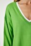 Women's Light Green V-Neck Oversize Knitwear Sweater BV00081 - 4