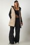 Women's Beige Black Hooded Double Sided Puffer Vest GZ00001 - 4