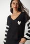 Woman's Black and White Block Colorful V-Neck Knitwear Sweater KI00092 - 2