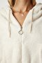 Women's Cream Hooded Zippered Fleece Sweatshirt MC00216 - 5