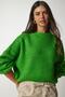 Women's Light Green Balloon Sleeve Basic Knitwear Sweatshirt BV00098 - 2