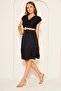 Lined Flexible Fabric Double Breasted Collar Belt Black Evening Dress Black Graduation Dress 085 - 5