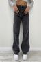 Sevastian Women's Smoked Power Lycra Super High Waist Loose Jeans Palazzo Trousers