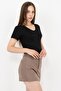 Women's Black Cotton V-Neck Short Sleeve Blouse - 3
