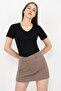 Women's Black Cotton V-Neck Short Sleeve Blouse - 6