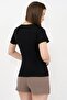 Women's Black Cotton V-Neck Short Sleeve Blouse - 7