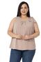 Plus Size Collar Pleated Lined Sleeveless Mink Blouse with Ribbon Detail on the Shoulder