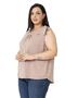 Plus Size Collar Pleated Lined Sleeveless Mink Blouse with Ribbon Detail on the Shoulder - 4