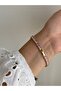 Steel Gold Pink Stone Baguette Waterway Sparkling Bracelet -Does Not Tarnish- - 3