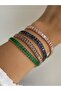 Steel Gold Pink Stone Baguette Waterway Sparkling Bracelet -Does Not Tarnish- - 7