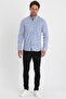 Men's Blue-Navy Blue Slim Fit Slim Fit 100% Cotton Button Collar Printed Shirt - 3