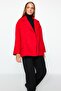 Red Oversize Wide Cut Stamp Coat TWOAW24KB00132 - 3