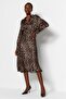 Brown Premium High Quality Animal Patterned Satin Midi Woven Skirt TWOAW24ET00140 - 11