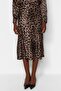 Brown Premium High Quality Animal Patterned Satin Midi Woven Skirt TWOAW24ET00140 - 12