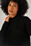 Black Women's Hair Braided Half Turtleneck Wool Sweater - 5