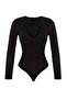 Siyah Cut Out/Pencere Detaylı Örme Body TPRAW24BD00000 - 7