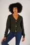 Khaki Women's Thessaloniki Knitted V-Neck 100% Cotton Cardigan - 3