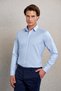 Blue Comfort Fit Striped 100% Cotton Slim Collar Long Sleeve Shirt - 3