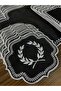Başak Black Silver Tablecloth 6-Person 19 Piece Runner Set Embroidered Leather Dining Presentation Set - 3