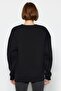 Black Oversize/Bol Cut Crew Neck Thick/Inside Fleece Knitted Sweatshirt TWOAW24SW00102 - 4
