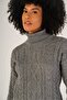 Gray Women's Braided Turtleneck Wool Sweater - 5