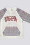 U.S. Polo Assn Cream Kangaroo Pocket Plaid Detail Baby 2 Piece Set - 3