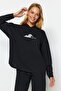 Siyah Kedi Baskılı Sweatshirt-Pantolon Örme Pijama Takımı THMAW24PT00044