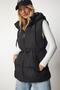 Women's Black Hooded Puffer Vest HK00024 - 7