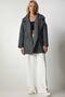 Women's Dark Gray Wool Effect Oversize Cashmere Coat TO00077