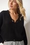Woman's Black Ripped Detailed V-Neck Knitwear Sweater PN00080 - 2