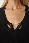 Woman's Black Ripped Detailed V-Neck Knitwear Sweater PN00080 - 5