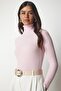 Women's Light Pink Turtleneck Ribbed Basic Sweater bv00095 - 2