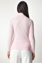 Women's Light Pink Turtleneck Ribbed Basic Sweater bv00095 - 6