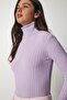 Women's Lilac Turtleneck Ribbed Basic Sweater bv00095 - 3