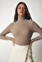 Women's Mink Turtleneck Ribbed Basic Sweater bv00095 - 2