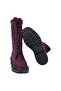 Women's Burgundy Zippered Boots - 5
