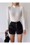 Women's White High Collar Long Sleeve Viscose Blouse - 6