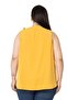 Plus Size Sleeveless Mustard Blouse with Pleated Collar and Ribbon Detail on the Shoulder - 3