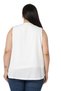 Plus Size Sleeveless White Blouse with Pleated Collar and Ribbon Detail on the Shoulder - 3