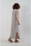 Black Beige Striped O Neck Long Dress - 4