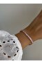 Steel Gold Pink Stone Baguette Waterway Sparkling Bracelet -Does Not Tarnish-