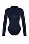Lacivert Fermuar Yaka Detaylı Çıtçıtlı Esnek Örme Body TWOAW24BD00005 - 6