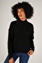 Black Women's Hair Braided Half Turtleneck Wool Sweater